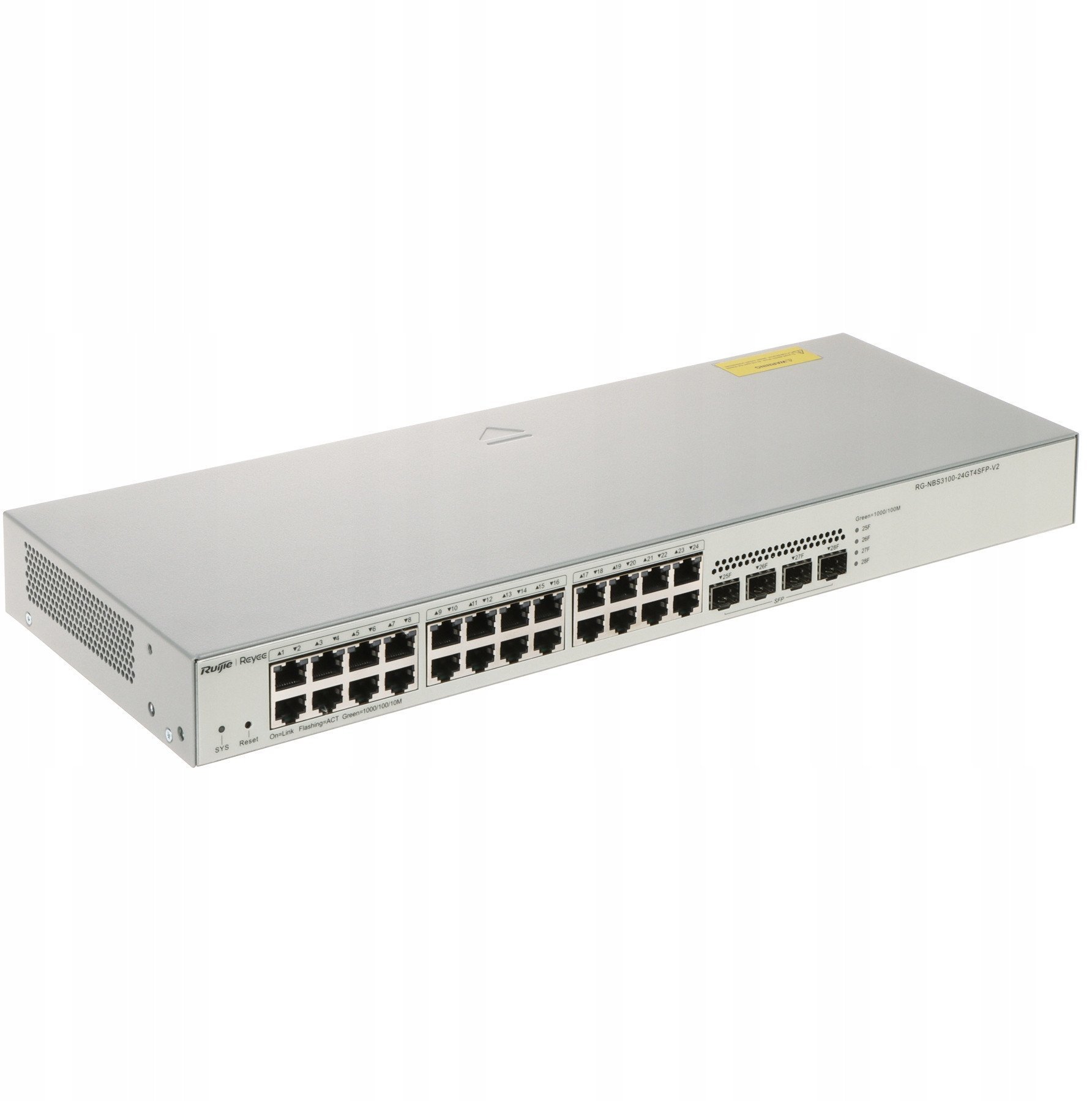 Ruijie Reyee RG-NBS3100-24GT4SFP-V2| Switch Zarządzalny, 28 portów, 24xGE, 4xSFP, L2, Rack, Cloud 6971693278721