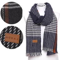 Apaszki i szaliki męskie - ELEGANCKI SZAL MĘSKI SZALIK JESIENNY ZIMOWY CIEPŁY MODNY MORAJ NAVY - miniaturka - grafika 1