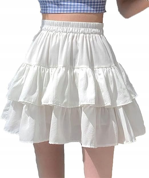 Mini Spódniczka Spódnica Dwuwarstwowa Damska Z Wysokim Stanem Biała M