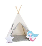 Namioty i tipi dla dzieci - Namiot tipi dla dzieci, bawełna, okienko, syrena, waniliowa kraina, 110x160 cm - miniaturka - grafika 1