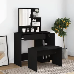 vidaXL Toaletka z lustrem, czarna, 86,5x35x136 cm - Toaletki - miniaturka - grafika 1