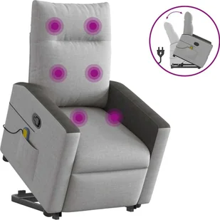 Podnoszony fotel masujący, rozkładany, szary, tkanina - Fotele - miniaturka - grafika 1