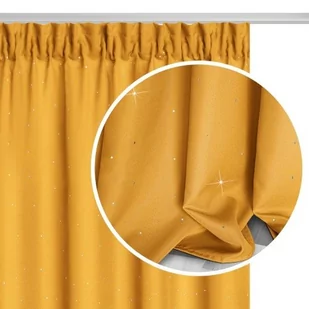 Spod Igły i Nitki, Zasłona z kryształkami na taśmie, CRYSTAL, musztardowa, 140x250 cm - Zasłony - miniaturka - grafika 1