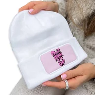Czapki dla dzieci - CZAPKA BAWEŁNIANA ZIMOWA Ciepła Biała DON'T FUCK IT UP Dziewczęce Wzory - miniaturka - grafika 1