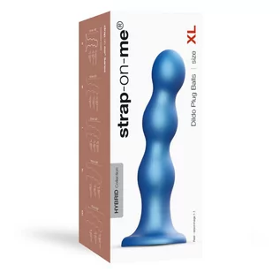 Korki analne - DILDO PLUG BALLS METALLIC BLUE - XL - grafika 1