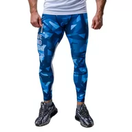 Spodnie sportowe męskie - MEN leggings WORKOUT BLUE&WHITE S - miniaturka - grafika 1