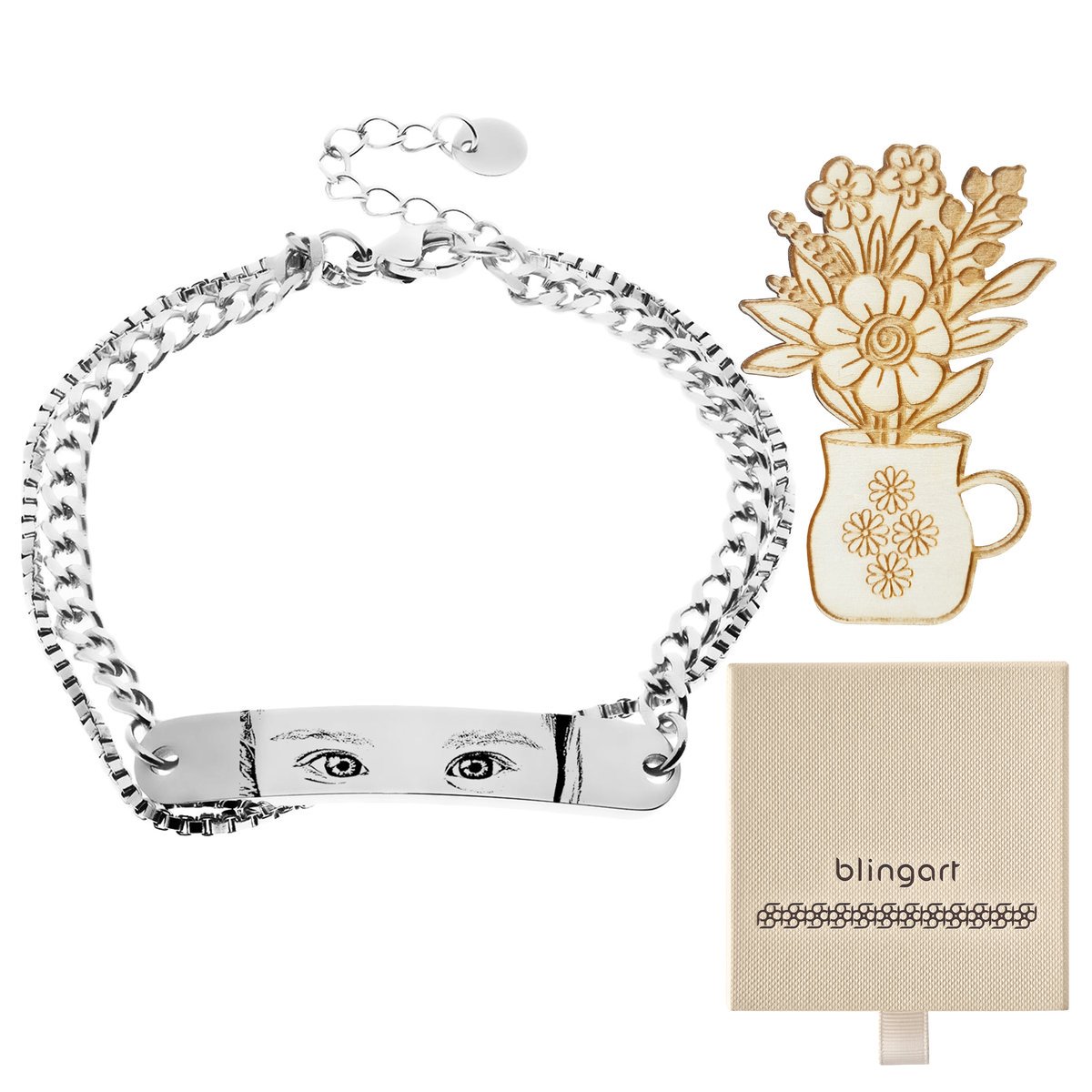 Bransoletka damska z GRAWEREM regulowana STAL 316L