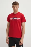 Koszulki męskie - Helly Hansen t-shirt bawełniany kolor czerwony wzorzysty - miniaturka - grafika 1
