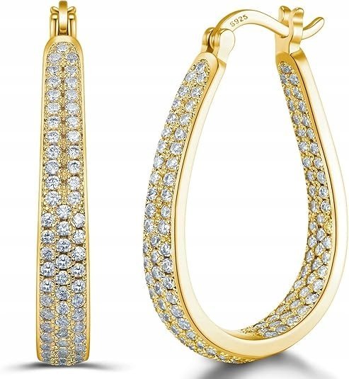 DUŻE ZŁOTE KOLCZYKI ANGIELSKIE Z CYRKONIAMI NA DZEIŃ MATKI