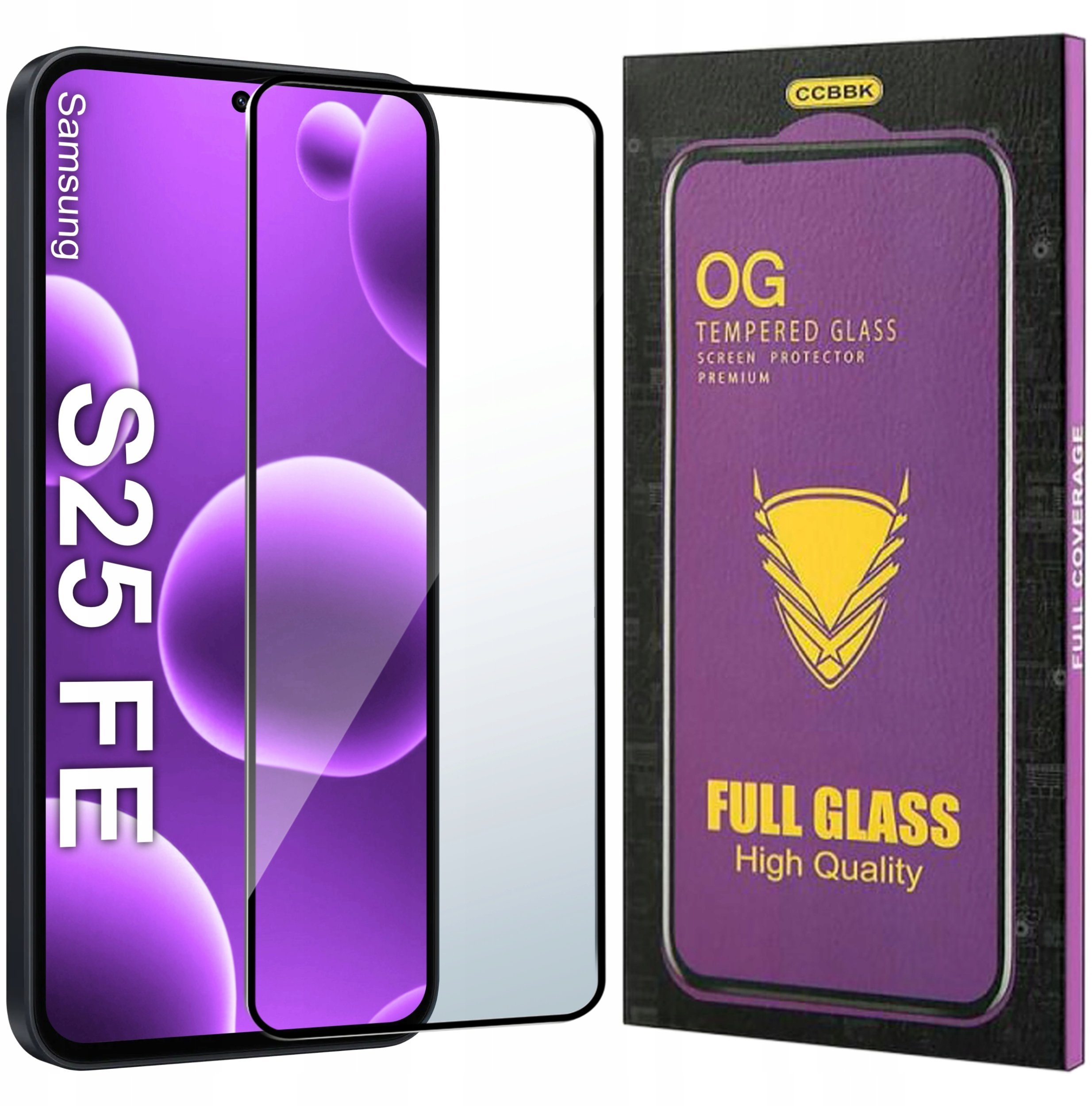 Szkło HARTOWANE 5D do Samsung S25 FE OG PREMIUM CAŁY EKRAN PEŁNE