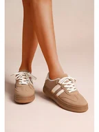 Trampki damskie - Foreverfolie Sneakersy w kolorze jasnobrązowo-białym - miniaturka - grafika 1