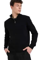 Swetry męskie - DEFACTO CZARNY SWETER MĘSKI Z PÓŁGOLFEM I ZAMKIEM XL 5DA - miniaturka - grafika 1