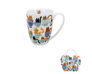 KUBEK DUO KOT KOTY W FILIŻANKACH NA PREZENT 360 ML - Filiżanki - miniaturka - grafika 1