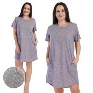 Bielizna nocna - PIŻAMA VIENETTA 6XL Koszula Nocna Tunika Krótki Rękaw Bawełna Kieszenie - miniaturka - grafika 1