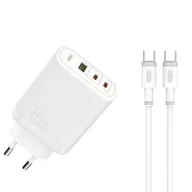 Ładowarki do telefonów - XO Ładowarka sieciowa CE04 PD 65W QC 4 45W 1x USB 2x USB-C biaa + kabel USB-C USB-C - miniaturka - grafika 1