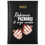 Kalendarze - KALENDARZ 2025 Planer Książkowy CZARNY Robienie Paznokci to Cardio Wzory - miniaturka - grafika 1