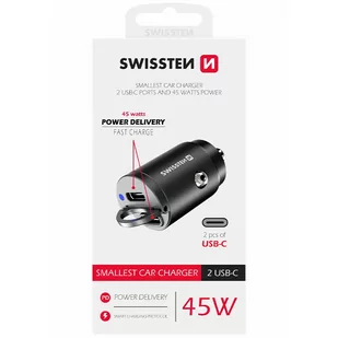 SWISSTEN Ładowarka samochodowa 2xUSB-C 45W - Ładowarki samochodowe - miniaturka - grafika 3