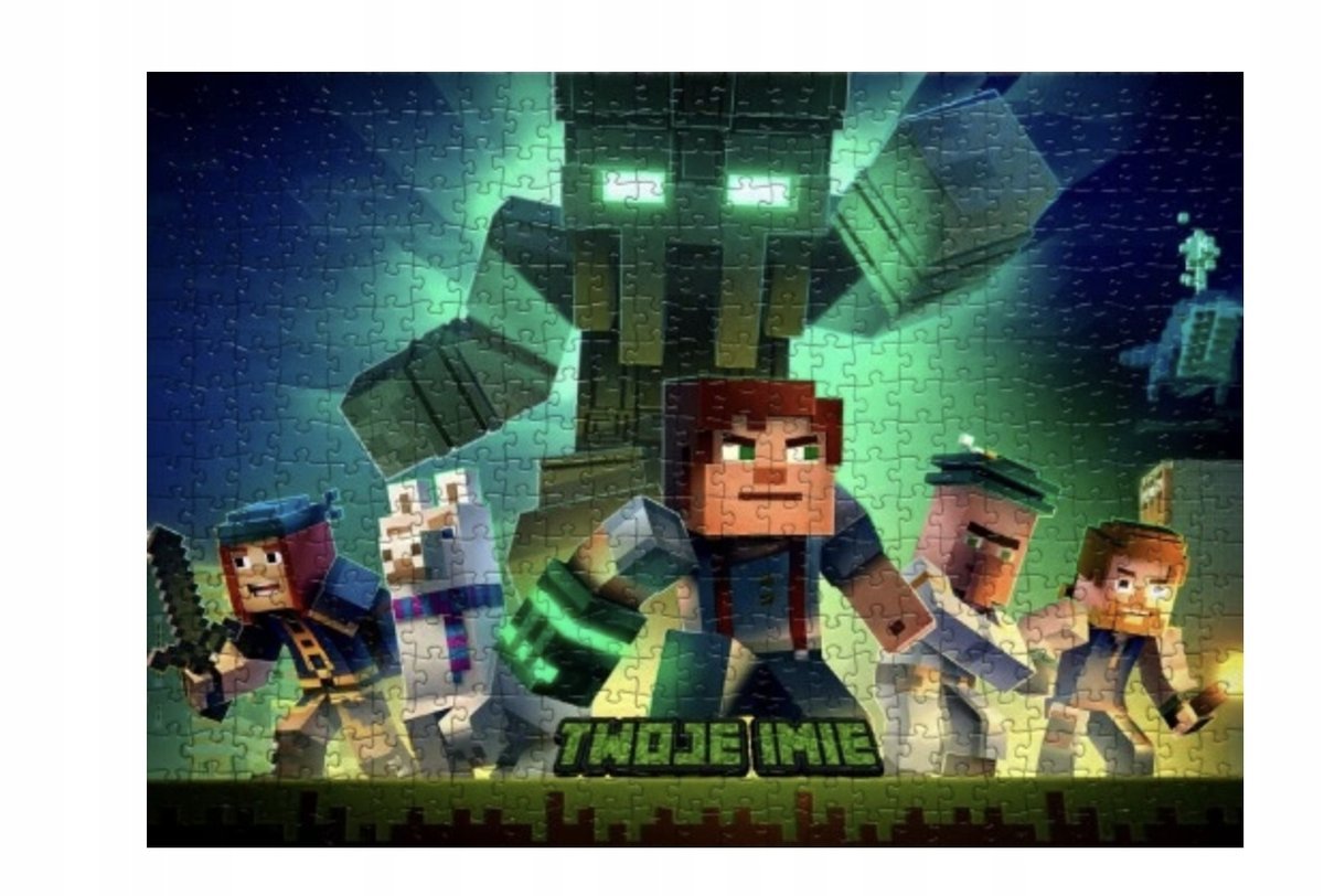 Puzzle MINECRAFT PREZENT A3 252 el z Nadrukiem + IMIĘ Pudełko 44