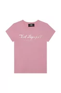 Koszulki dla dziewczynek - Karl Lagerfeld t-shirt dziecięcy kolor różowy z nadrukiem - miniaturka - grafika 1