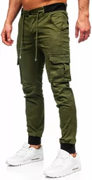 Spodnie męskie - Khaki spodnie joggery bojówki męskie Denley MP0208MV - grafika 1
