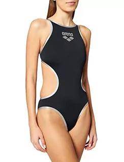 Stroje kąpielowe - Arena Damski sportowy kostium kąpielowy One Big Logo czarny czarny-srebrny 40 001198 - grafika 1
