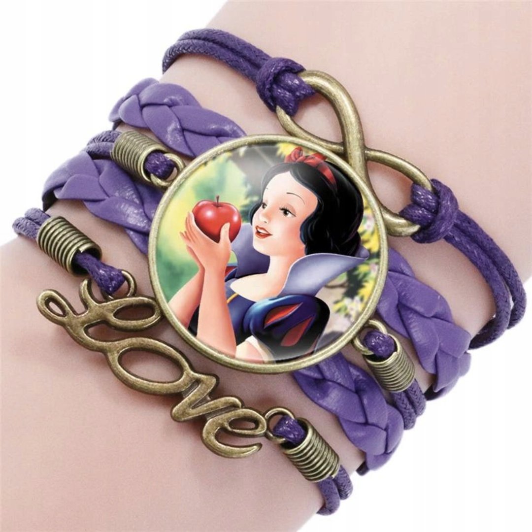 Bransoletka Love Infinity fioletowa plecionka regulowana medalion bajkowa