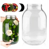 Pojemniki kuchenne - DUŻY SŁOIK 3L NA NALEWKI OGÓRKI SŁÓJ DO FERMENTACJI KISZENIA +WIECZKO FI100 - miniaturka - grafika 1