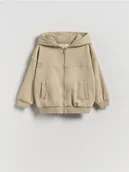 Bluzy i sweterki niemowlęce - Reserved - Bawełniana bluza z kapturem - kremowy - miniaturka - grafika 1