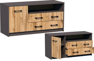 Meble-Bestseller Komoda RTV K027 Grafit-Wotan 55x110x41 cm - Szafki RTV - miniaturka - grafika 1