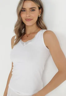 Biały Top Bawełniany Auxillaa - Bluzki damskie - miniaturka - grafika 1
