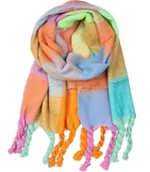 Apaszki i szaliki damskie - Puchaty szal szalik kwadraty dzianina warkocze - miniaturka - grafika 1