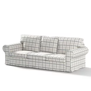 Dekoria Pokrowiec na sofę Ektorp 3-osobową rozkładaną STARY MODEL ecru tło niebieskie kratka Sofa Ektorp 3-osobowa rozkładana Avinon 633-131-66 - Pokrowce na meble - miniaturka - grafika 1