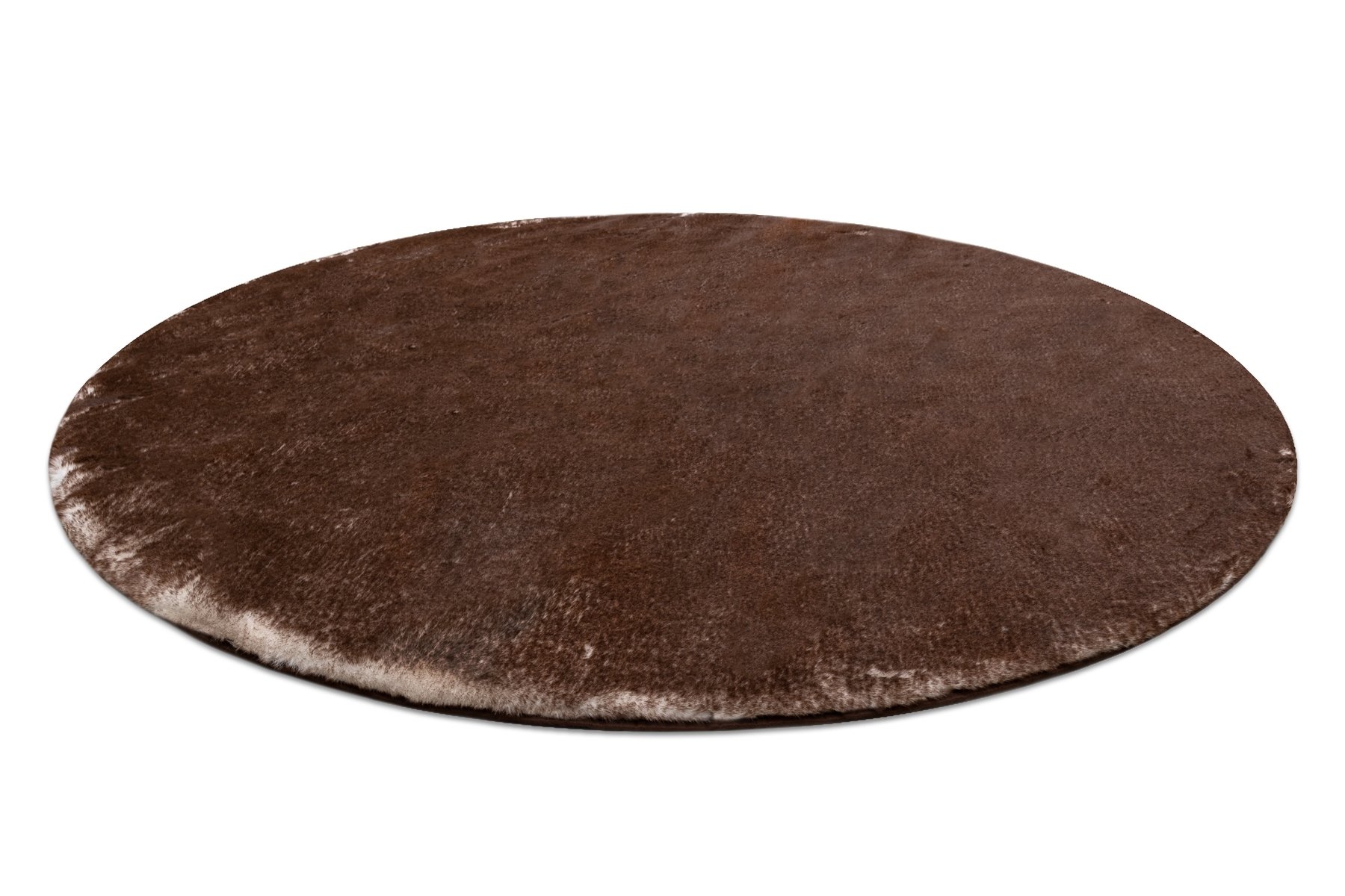 Dywan LAPIN Shaggy koło kość słoniowa / czekolada antypoślizgowy, do prania brązowy koło 100 cm