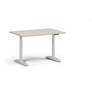 Stoły i stoliki do biura - Stół z regulacją wysokości OBOL, elektryczny, 675-1325 mm, blat 1200x800 mm, zaokrąglona podstawa biała, brzoza - miniaturka - grafika 1