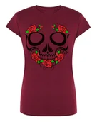 Koszulki i topy damskie - T-Shirt damski kolorowy nadruk CZASZKA r.S - miniaturka - grafika 1