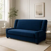 Sofy i kanapy - Sofa z Funkcją Spania PIANO Rozkładana Wersalka Dwuosobowa Granatowa Nowoczesna do Salonu - miniaturka - grafika 1