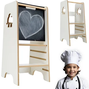 Pomocnik Kuchenny z Tablicą Montessori Stołek Słoń Helper dla dzieci - Krzesełka do karmienia - miniaturka - grafika 1