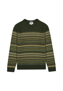 SWETER MĘSKI WRANGLER 112357294 FAIRISLE SWEATER VERDANT GREEN XXL - Swetry męskie - miniaturka - grafika 1