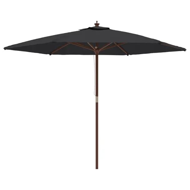 Parasol ogrodowy czarny 299 x 240 cm, twarde drewno, poliester