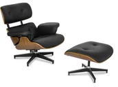 Fotele - Fotel Wypoczynkowy z Podnóżkiem PALERMO z Drewna Giętego Czarny Ekoskóra Nowoczesny Loft Palermo czarny Eko - miniaturka - grafika 1