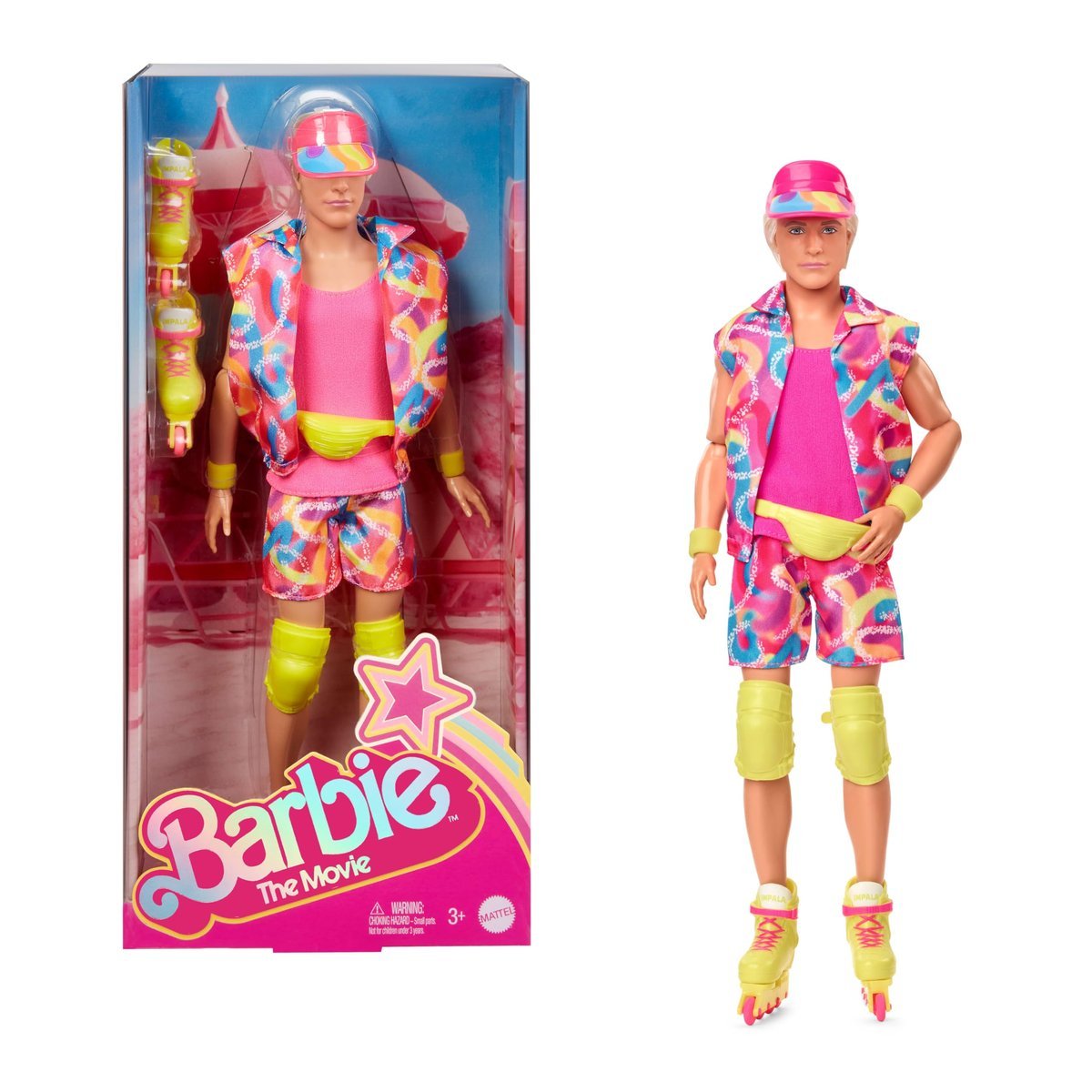 Barbie Ken na rolkach Lalka filmowa w kolorowym stroju retro, JBJ51