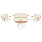 Meble ogrodowe - Zestaw ogrodowy 4-osobowy biało-beżowy MONTESILVANO - miniaturka - grafika 1