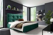 Łóżka - Łóżko tapicerowane pikowane Harry 140x200 Zielone Metalowy Stelaż - miniaturka - grafika 1