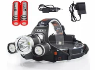Latarki - Latarka Czołowa 3 Led T6 XM-L Cree Czołówka +aku - miniaturka - grafika 1