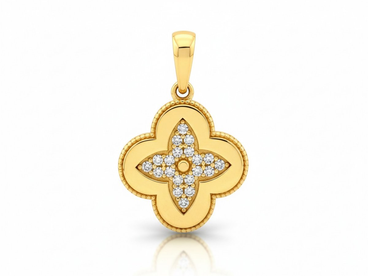 Zawieszka kwiatek z cyrkoniami złoto 585 14k 1.33g