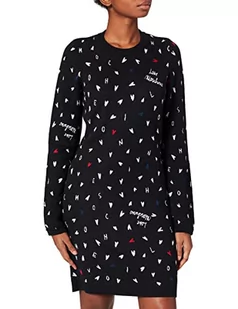 Love Moschino Damska sukienka z długim rękawem, f.nero-scri.bco, 46 - Sukienki - miniaturka - grafika 1