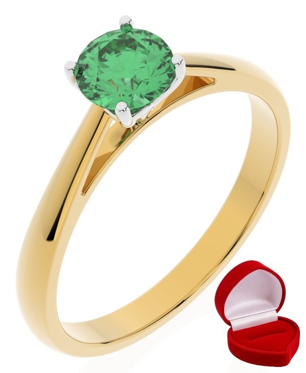 ZŁOTY PIERŚCIONEK ZARĘCZYNOWY 585 14k SZMARAGD 0,50 ct + PUDEŁKO R31