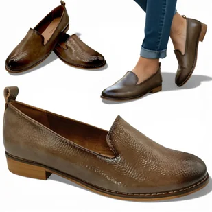 Damskie Mokasyny Eleganckie Płaskie Wygodne Półbuty Brązowe Potocki 40 - Mokasyny damskie Damskie Mokasyny Eleganckie Płaskie Wygodne Półbuty Brązowe Potocki 40 - Mokasyny damskie - miniaturka - grafika 1