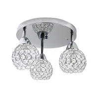 Lampy sufitowe - HowHomely lampa sufitowa Crystal Spot potrójna srebrna 35x30 cm szkło stal chromowana - miniaturka - grafika 1