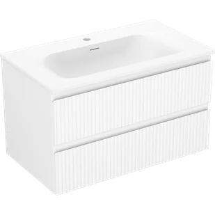 Mexen Rivel szafka łazienkowa 80 cm z umywalką Vela, 2 szuflady, ryflowana , biała mat - 91A20-08047-2-BFF01-W23M01 - Szafki łazienkowe - miniaturka - grafika 1